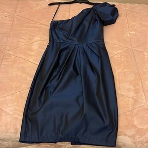 One shoulder navy blue cocktail dress